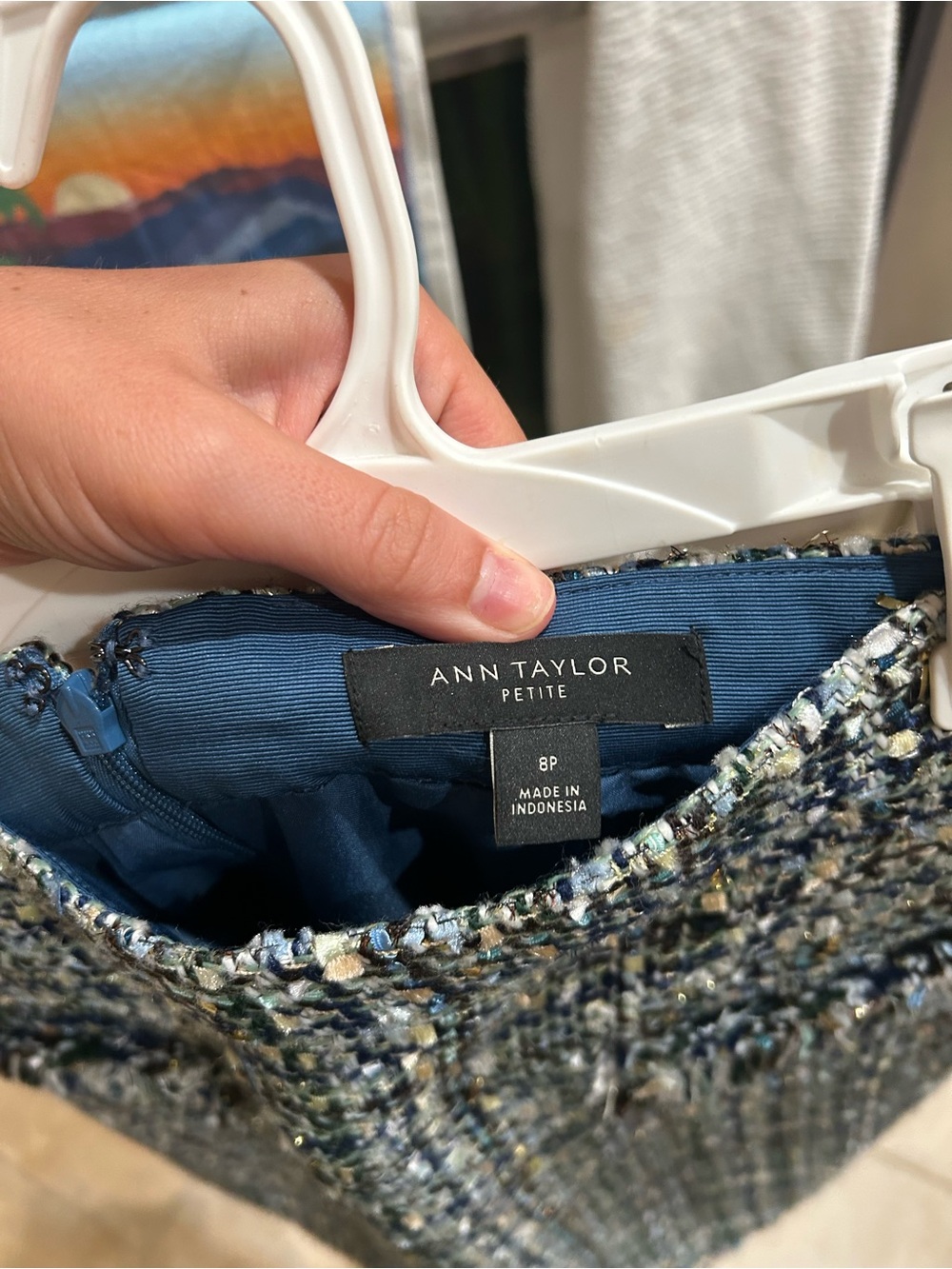 Ann Taylor Tweed Mini Skirt in Blue-Multi - Picture 2 of 2